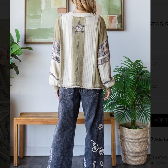 Oli and Hali “ San Juan” Oli & Hali Mixed Fabric Star Patch Top SR25 - Picture 7 of 7